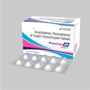Aceclofenac 100mg + Paracetamol 325mg + Trypsin Chymotrypsin 50,000 A.U.