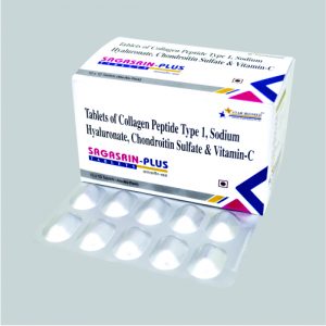 Tablets of Collagen Peptide Type-1 40mg + Sodium Hyaluronate 30mg + Chondroitin Sulfate 200mg + Vitamin C (Coated) 60mg