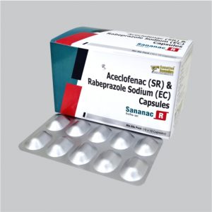 Aceclofenac 200mg (SR) + Rabeprazole Sodium 20mg (EC) Capsules