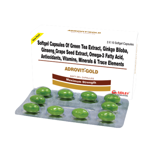 Softgel Capsules of Green Tea Extract Ginkgo Biloba Ginseng Grape Seed Extract Omega-3 Fatty Acid Antioxidants Vitamins Minerals & Trace Elements