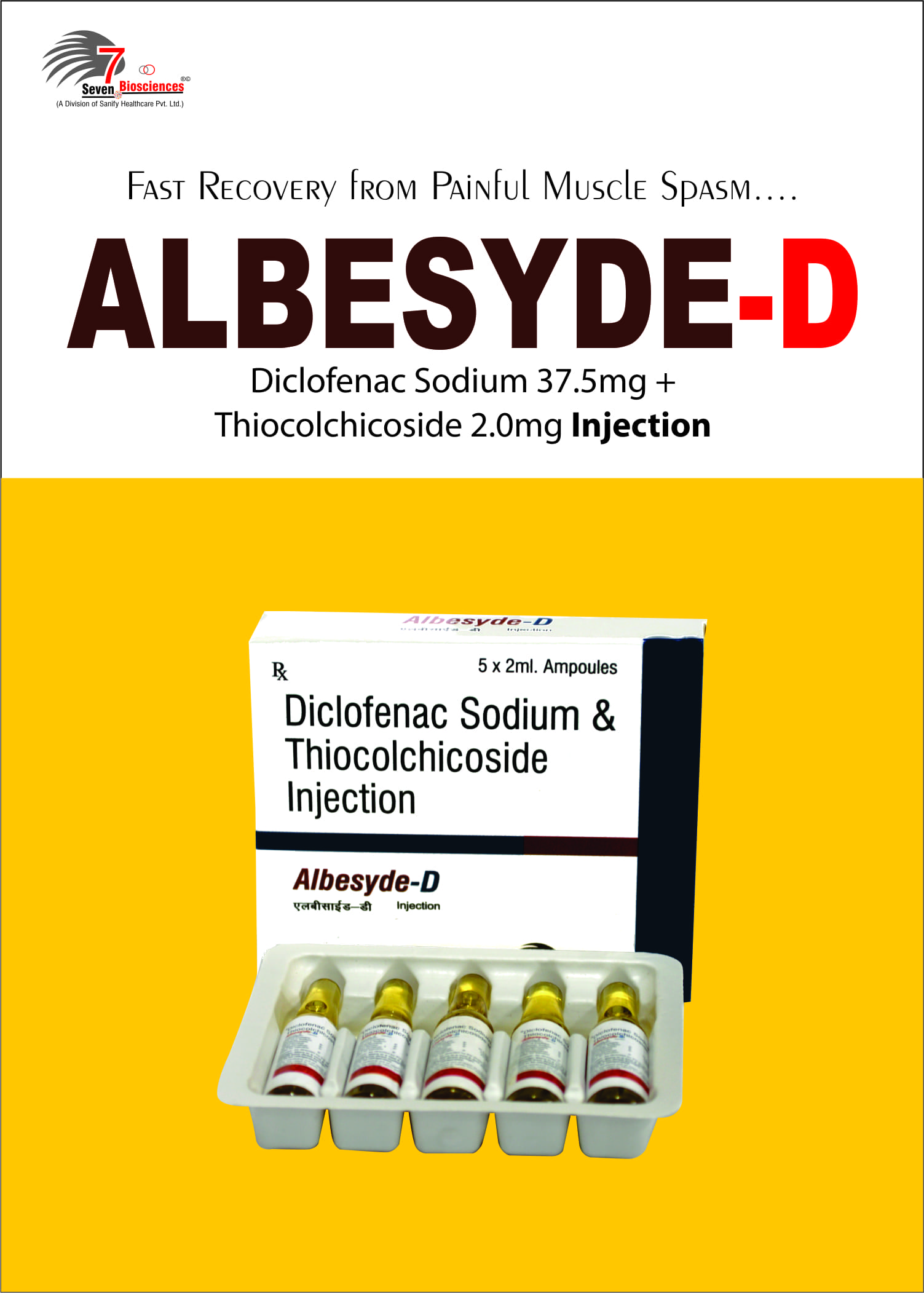 Diclofenac Sodium 37.5 MG+ Thiocolchicoside-2 MG Injections