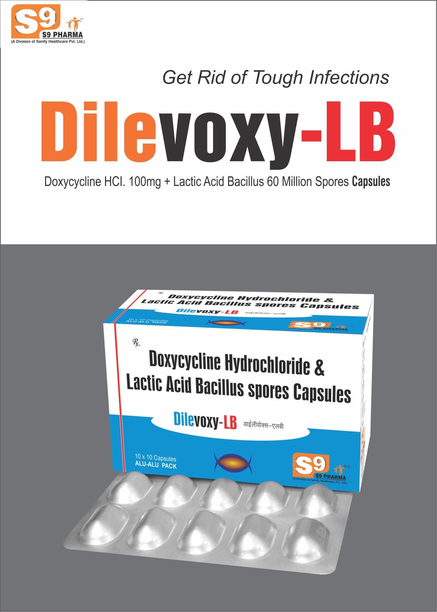 Doxycycline 100mg +Lactobacillus 60 million Spores