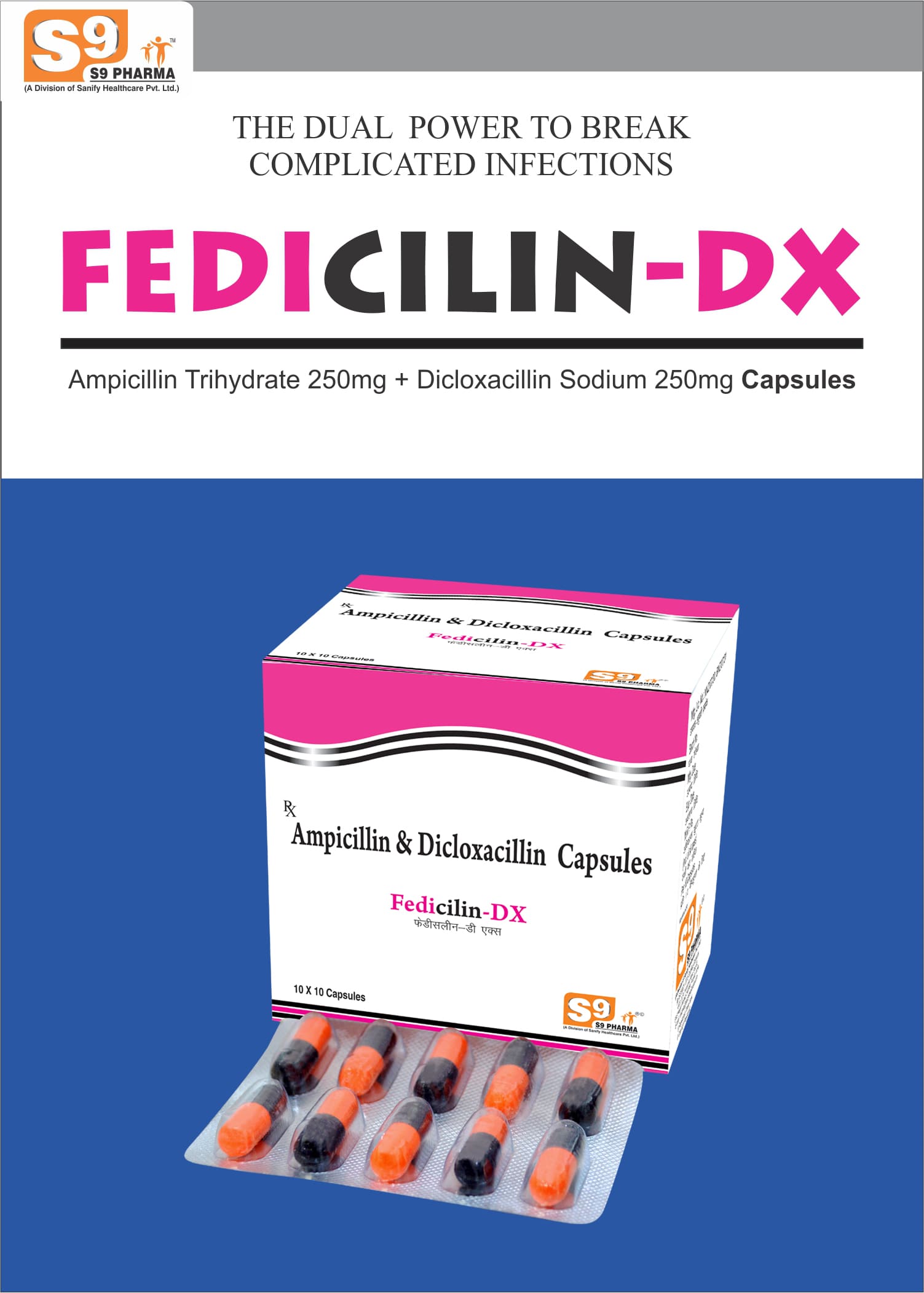 Ampicilin 250mg + Dicloxacillin 250mg
