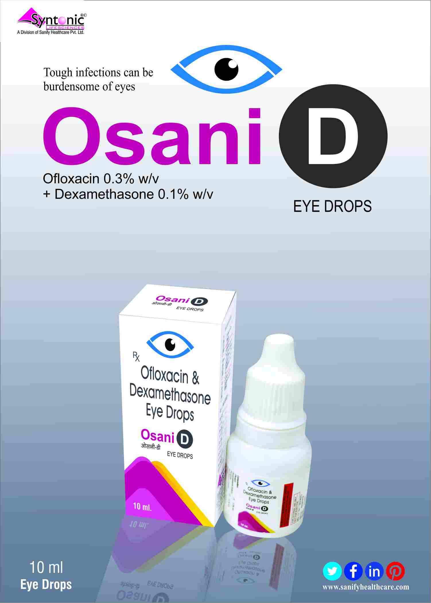 Ofloxacin 0.3% w/v and Dexamethasone 0.1 % w/v Eye Drops