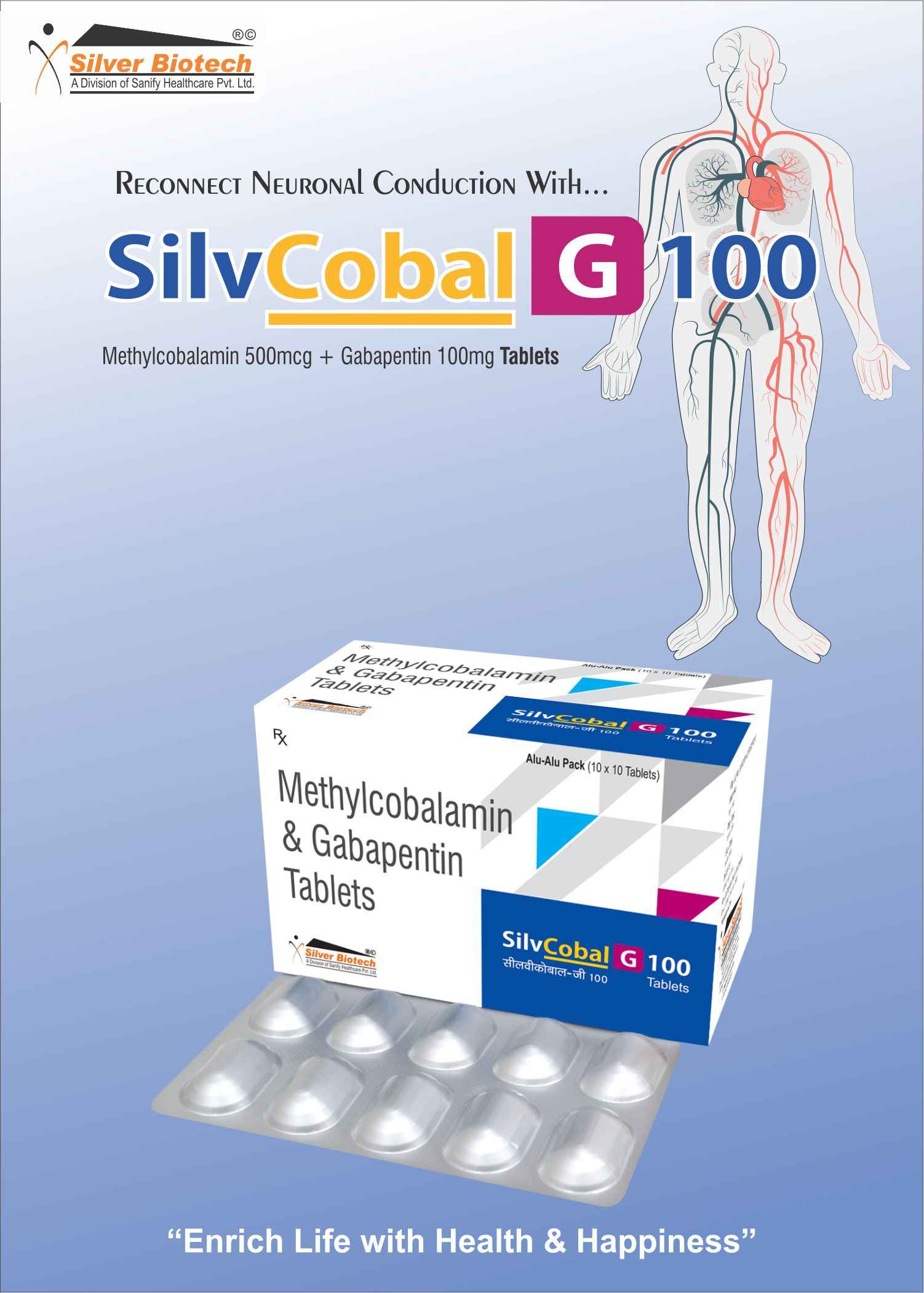 Methylcobalamin 500mcg + Gabapentin 100mg Tablets 