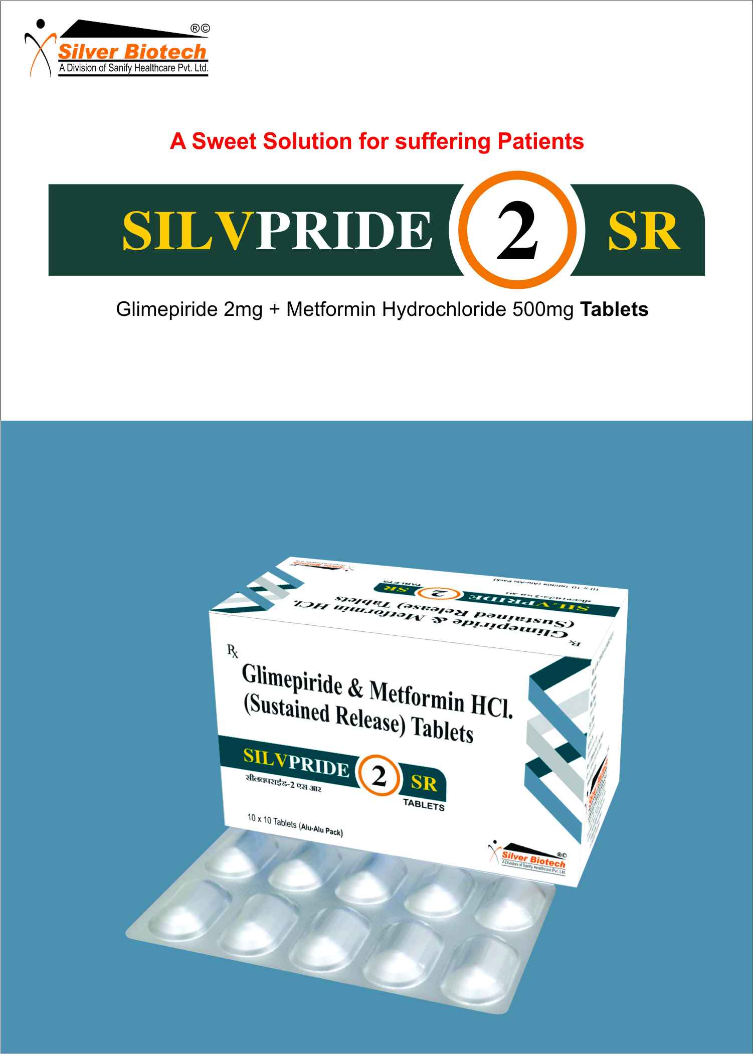 Glimepiride 2mg and Metformin Hydrochloride 500mg Tablets